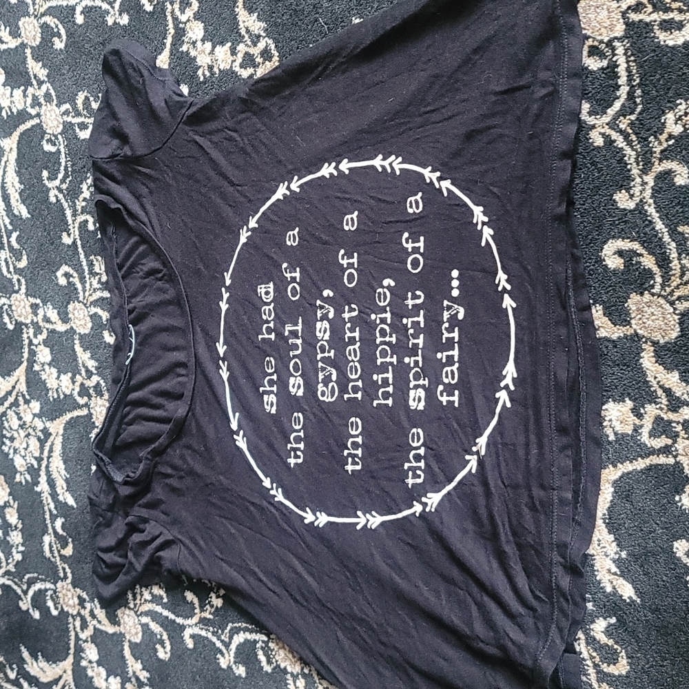 Black tee shirt, hippie, boho size small